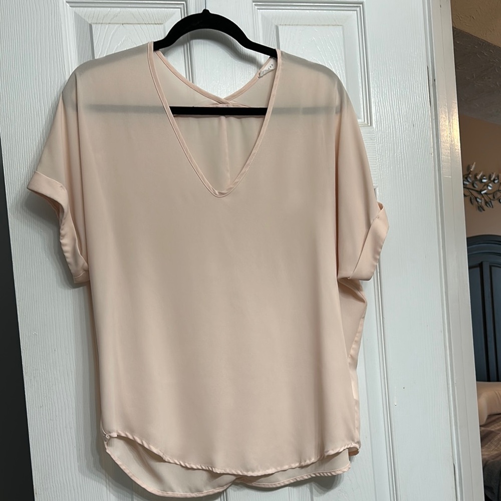Elegant Cream/Peach colored V-Neck Women's Top